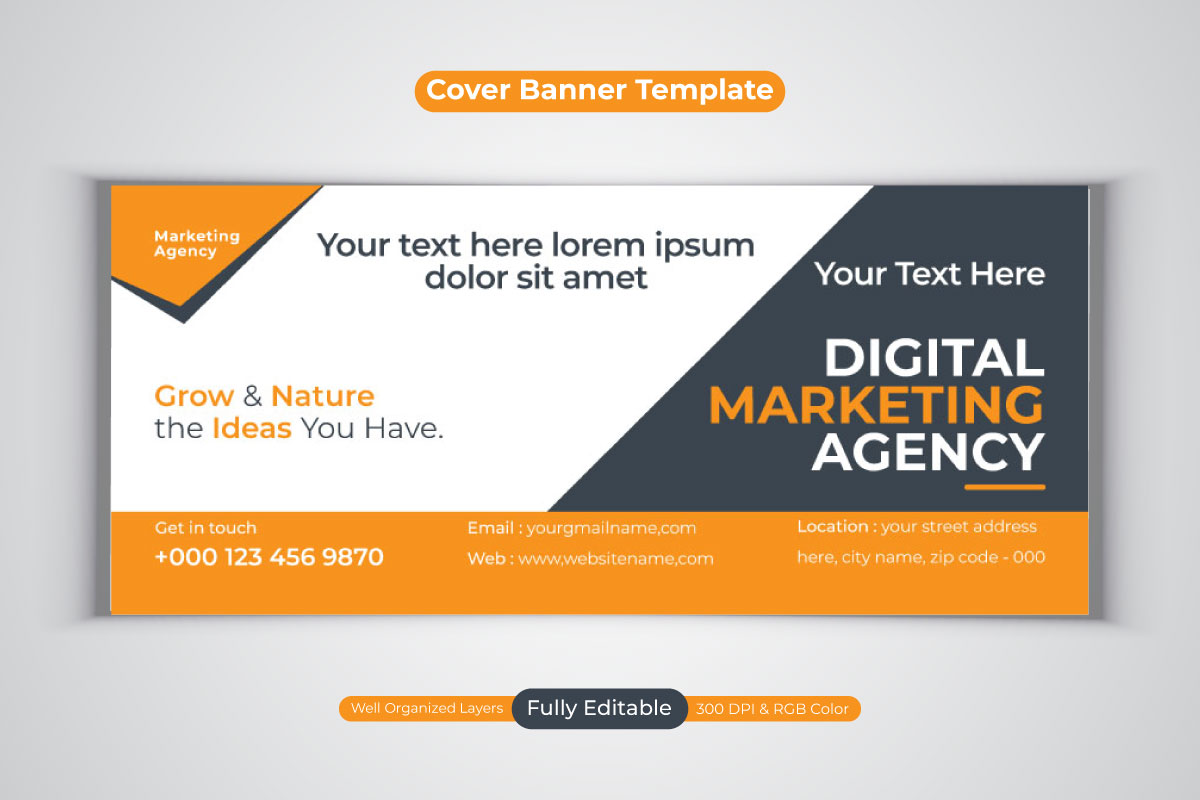 Digital Marketing Agency Facebook Cover Business Banner Design Vector  Template