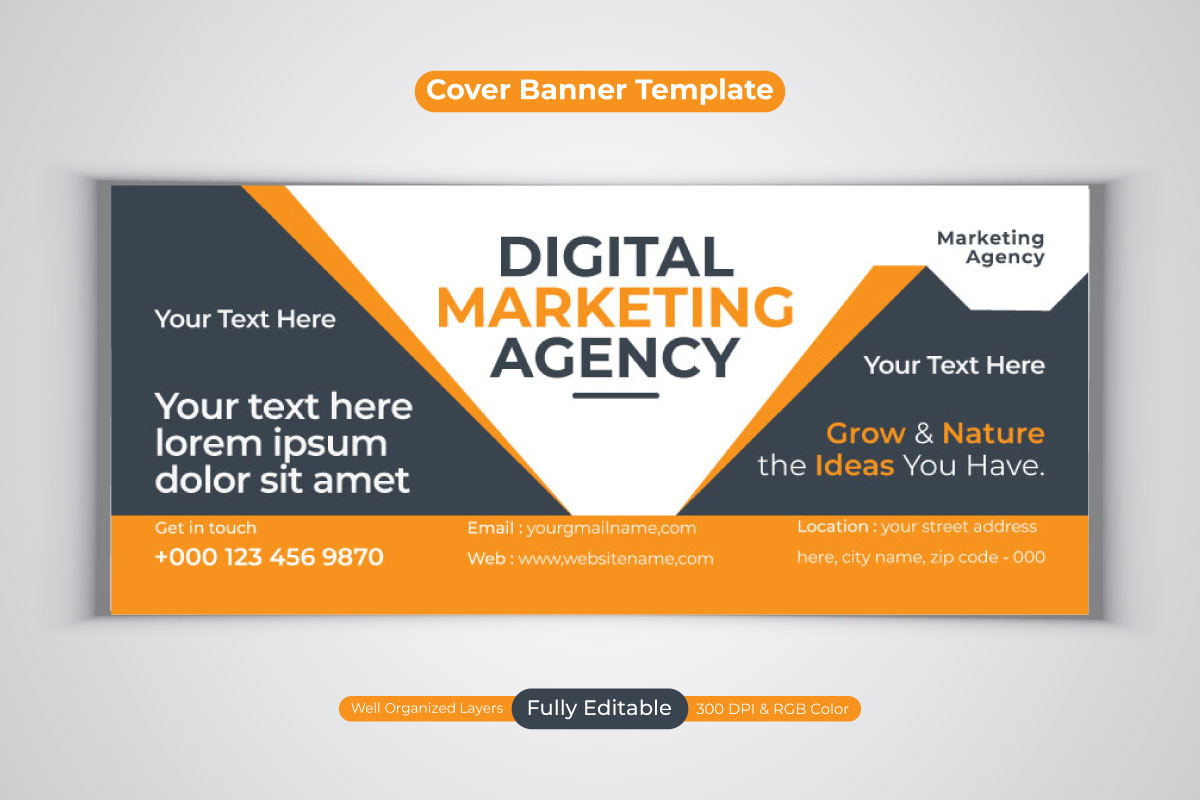 Digital Marketing Agency Facebook  Cover Business Banner Design Vector Template