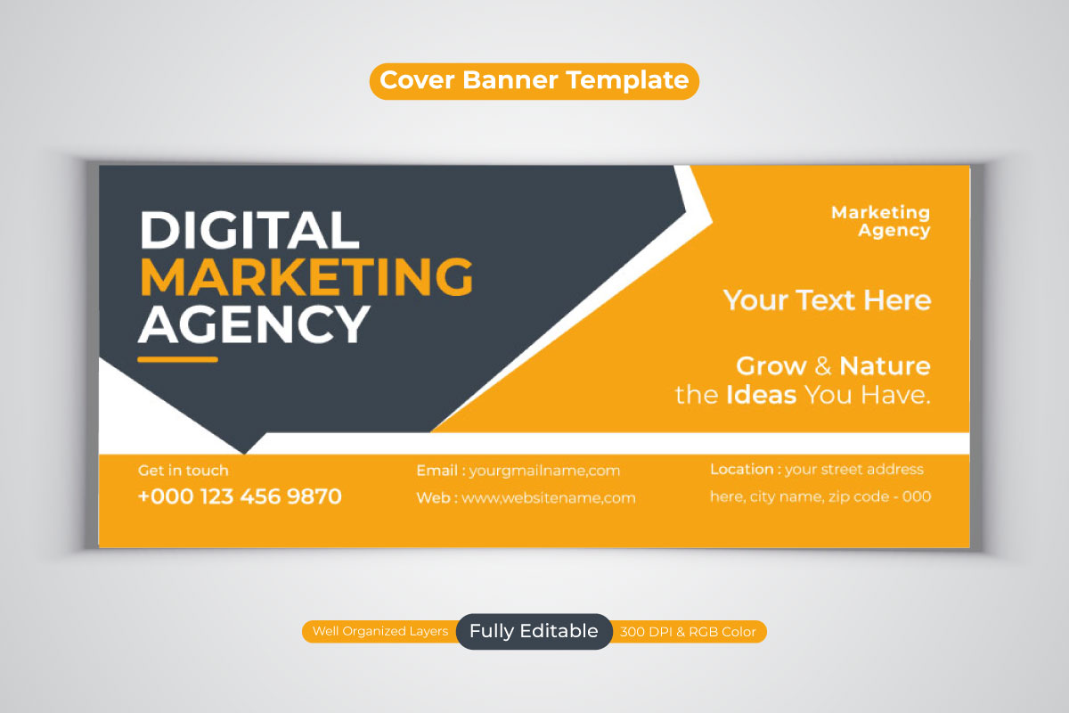 Digital Marketing Agency Facebook Cover Business Design Vector Template