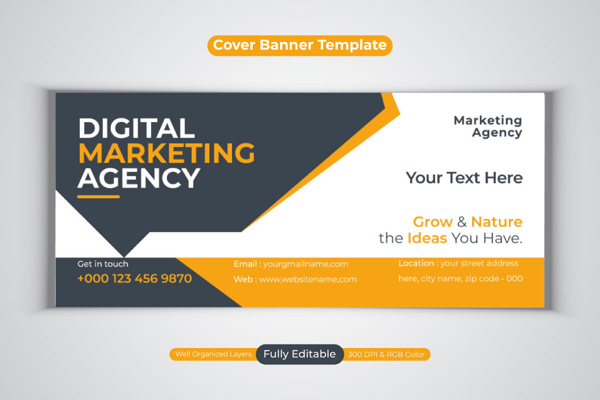 Digital Marketing Agency Facebook Cover Banner Design Vector Template