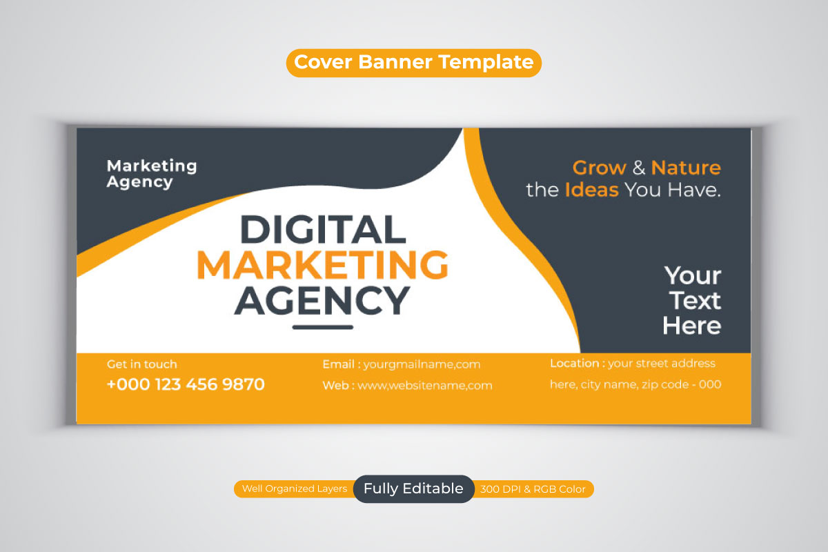 Digital Marketing Agency Facebook Cover Banner Design Template