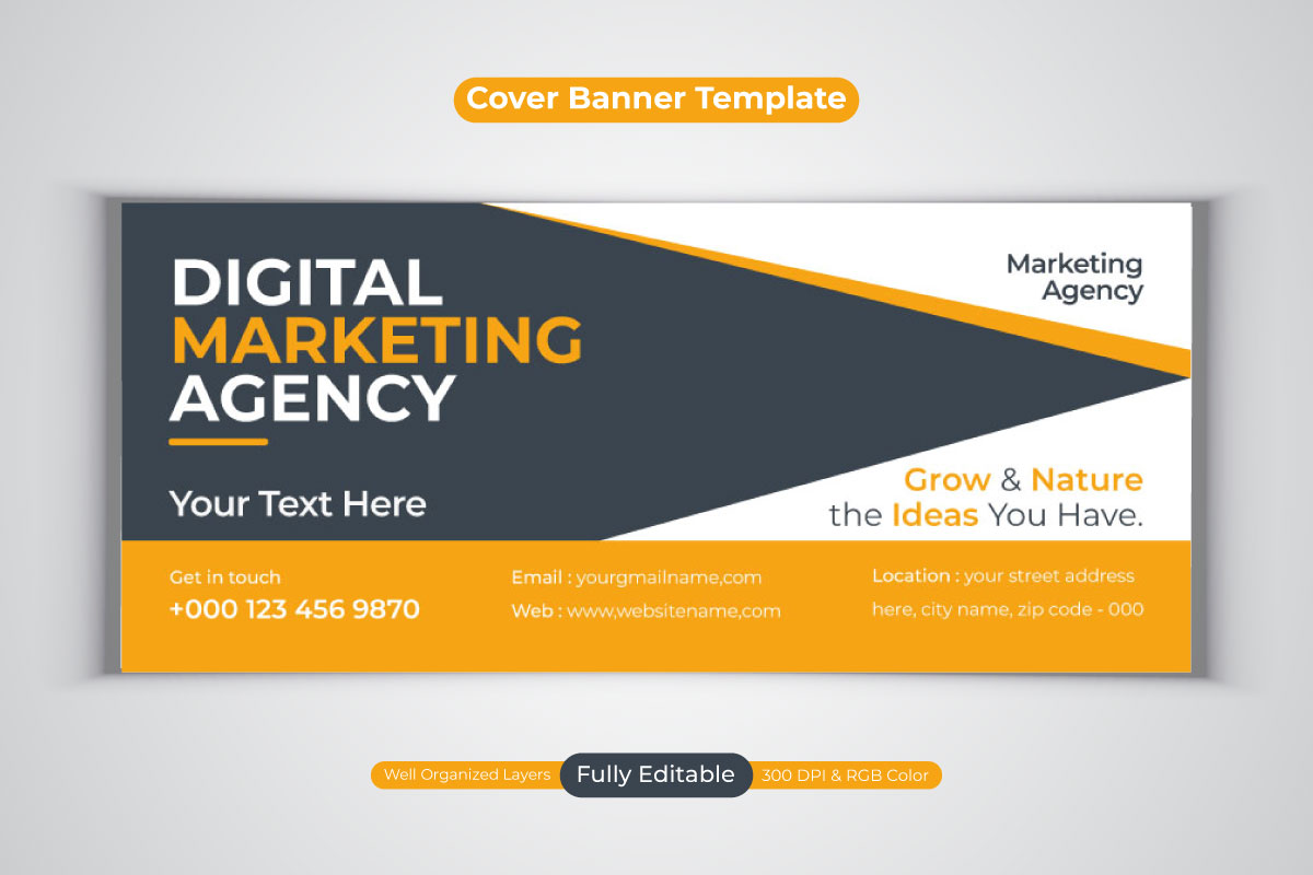 Digital Marketing Agency New Facebook Cover Banner Design Vector Template