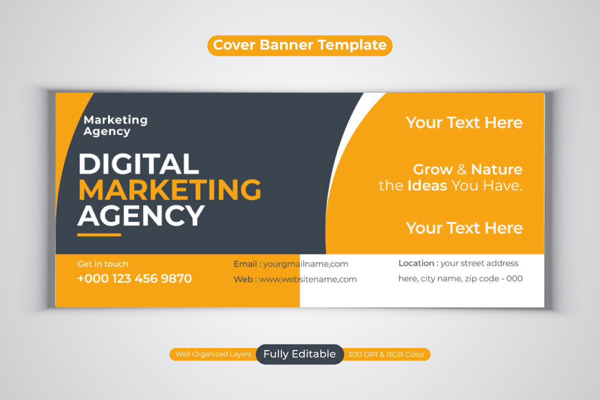 Digital Marketing Agency New Facebook Cover Banner Design Template