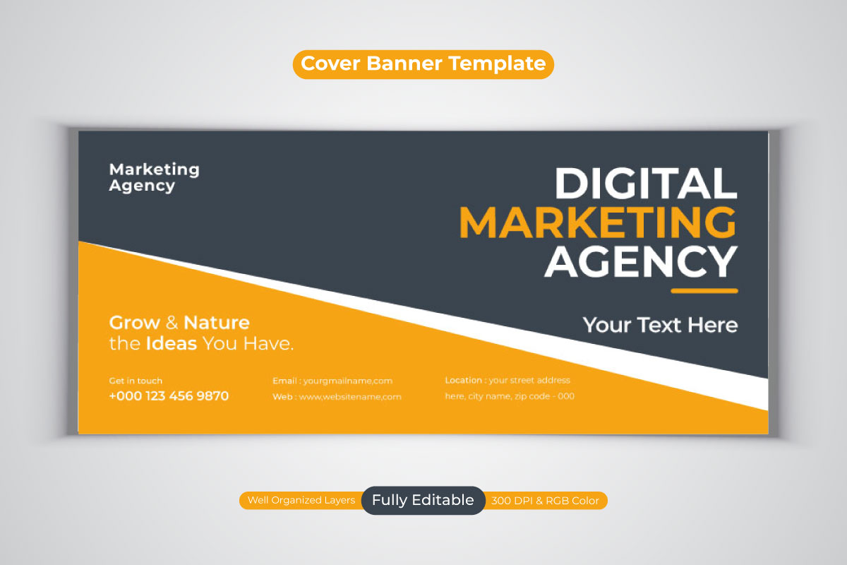 Digital Marketing Agency New Facebook Cover Banner Business Design Template