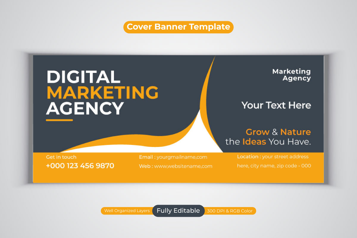 Digital Marketing Agency New Facebook Cover Banner Business Design Vector Template