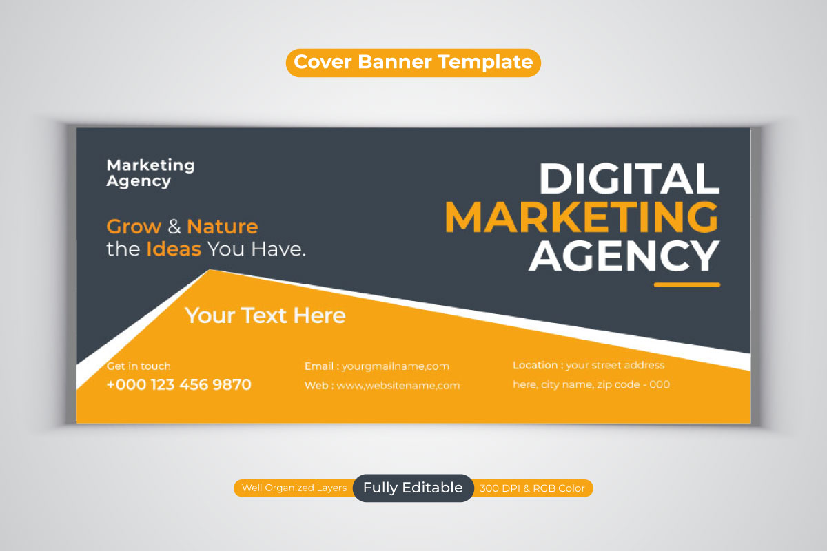 New Creative Idea Digital Marketing Agency Template \For Facebook Cover Banner