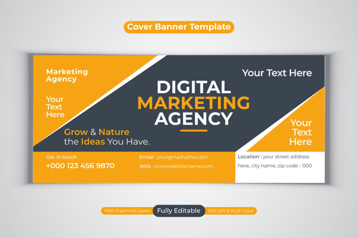 Creative Idea New Digital Marketing Agency Vector Design For Facebook Cover Banner