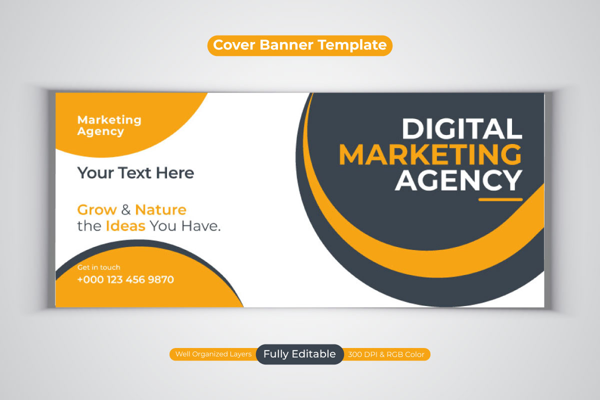 New Digital Marketing Agency vector Template Design For Facebook Cover Banner