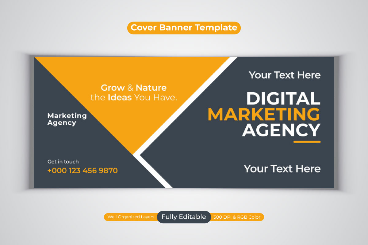 Creative Idea Professional Digital Marketing Agency Vector Template Design For Facebook Cover Banner
