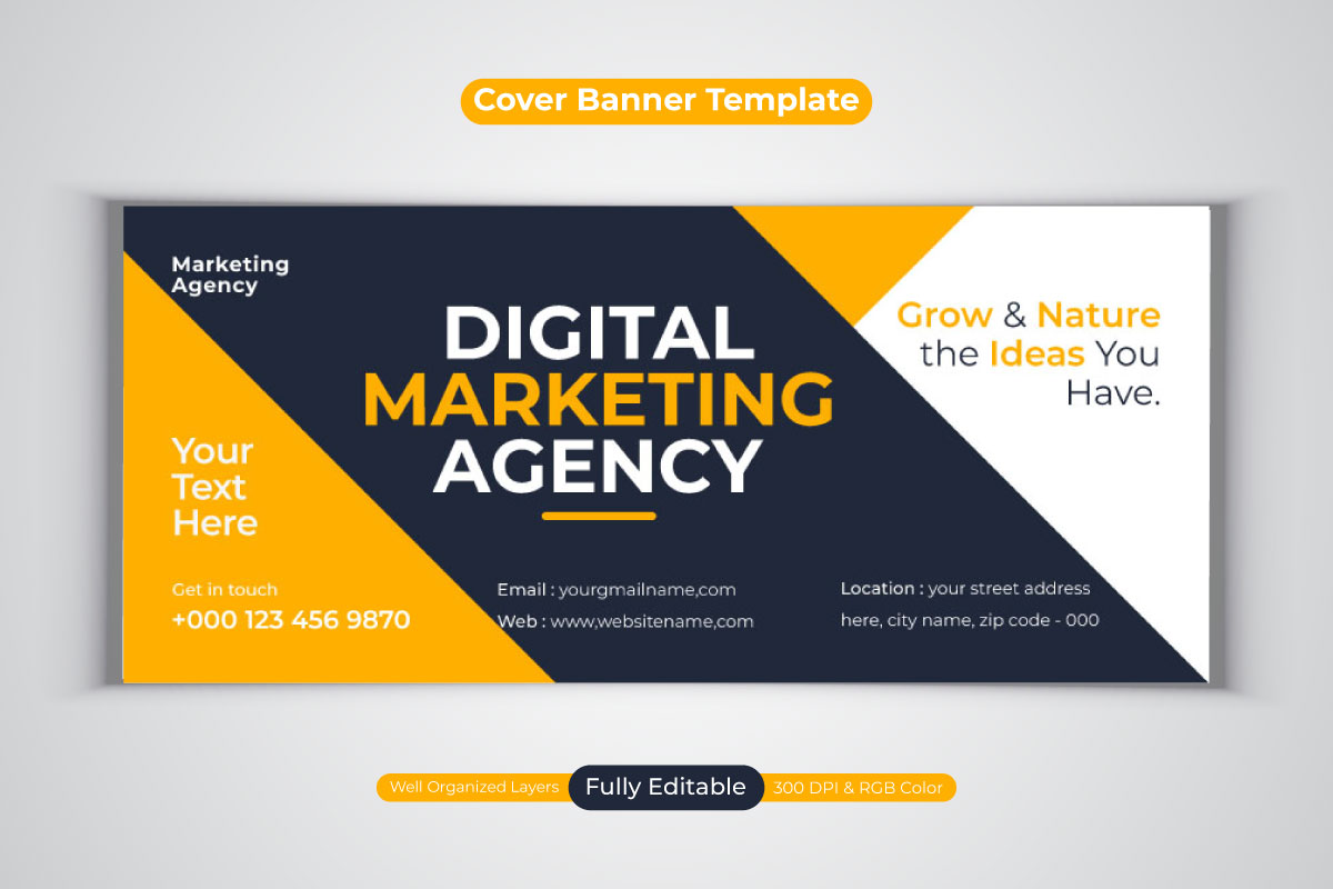 Creative Idea Professional Digital Marketing Agency Vector Design For Facebook Cover Banner
