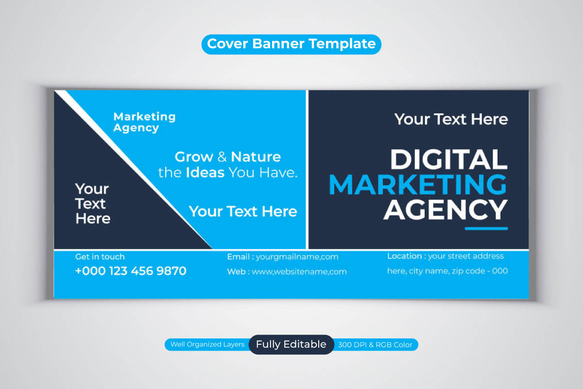 Creative Professional Digital Marketing Agency Template Design For Facebook Cover Banner