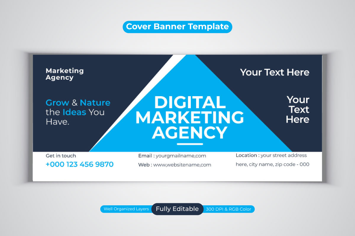 Creative Professional Digital Marketing Agency Template For Facebook Cover Banner
