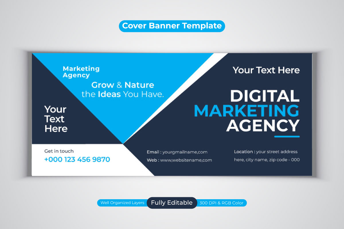 Creative Professional Digital Marketing Agency Vector Design For Facebook Cover Banner