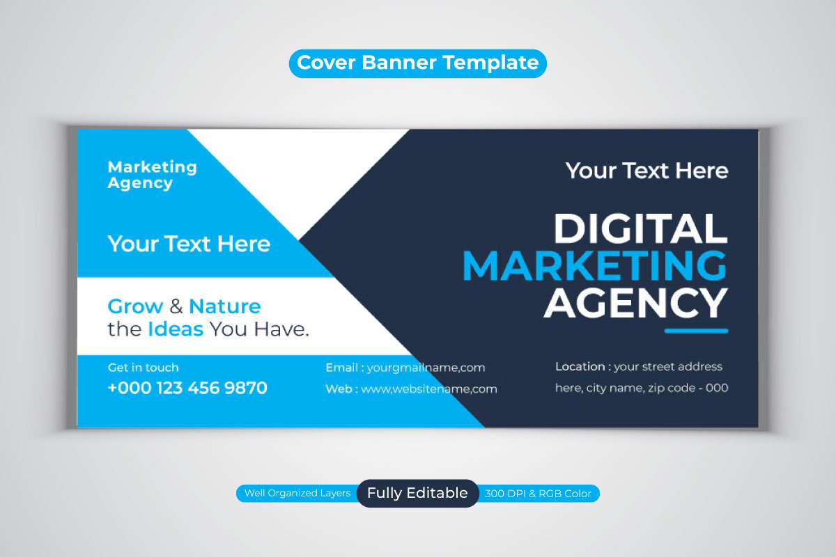 Creative Professional Digital Marketing Agency Vector Template For Facebook Cover Banner