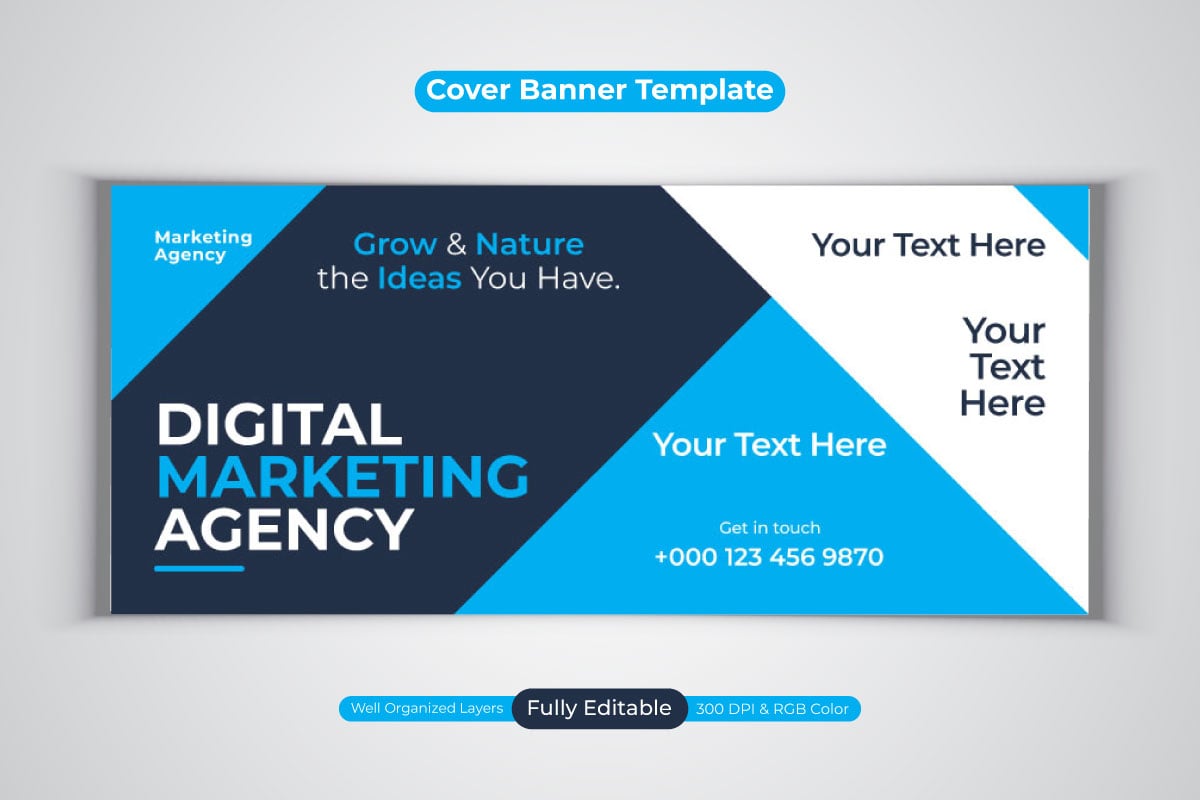 Creative New Professional Digital Marketing Agency Vector Template Design For Facebook Cover Banner