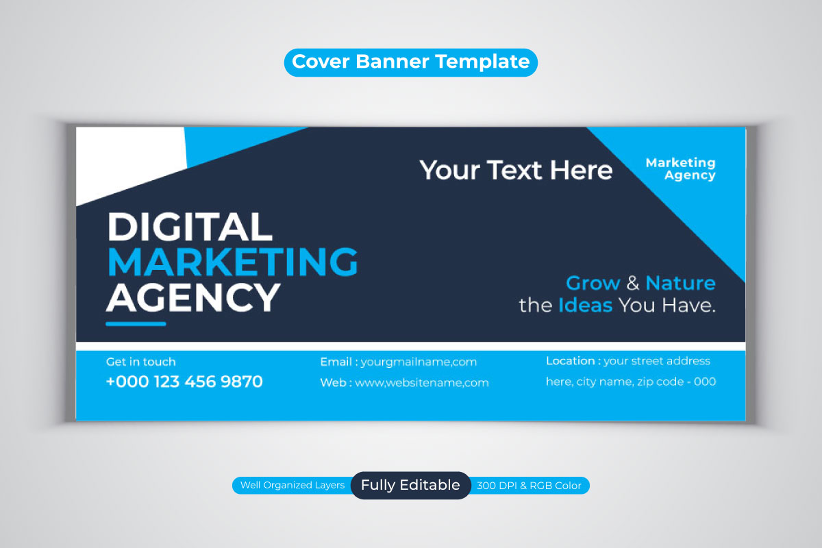 new Professional Digital Marketing Agency Template Design For Facebook Cover Vector Banner Template