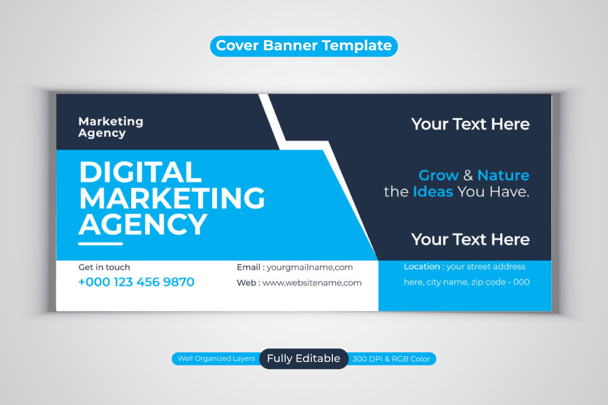 New Professional Digital Marketing Agency Vector Template For Facebook Cover Banner