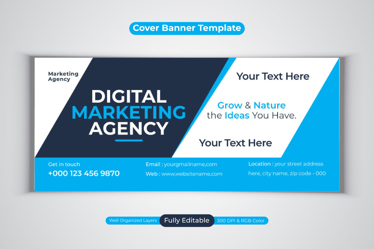 New Professional Digital Marketing Agency For Facebook Cover Banner Template