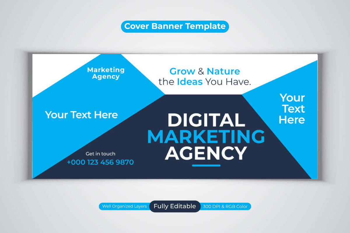 New Professional Digital Marketing Agency Vector Template Design For Facebook Cover Banner
