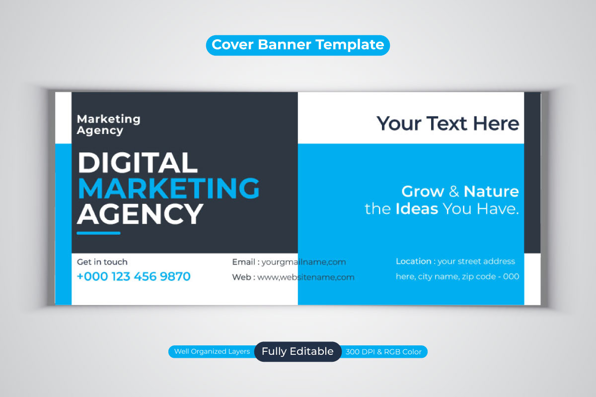 Professional Digital Marketing Agency Vector Design For Facebook Cover Banner