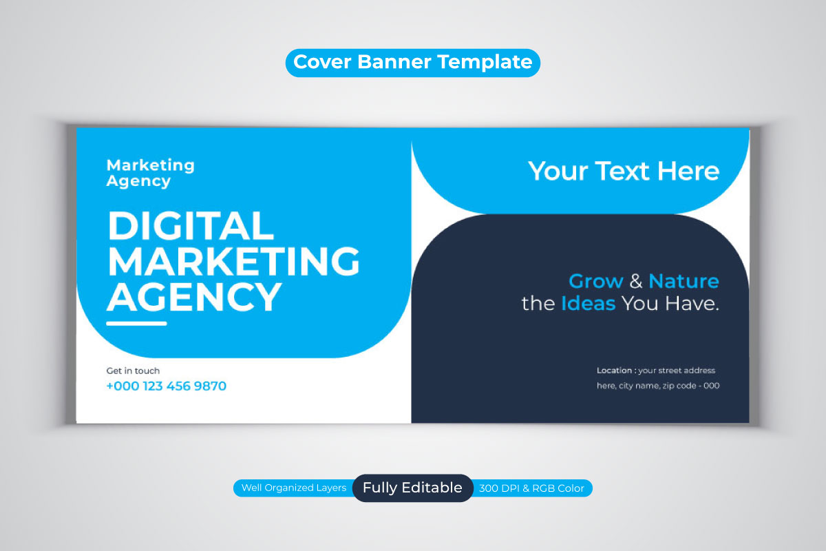 Professional Digital Marketing Agency For Facebook Cover Banner Vector Design