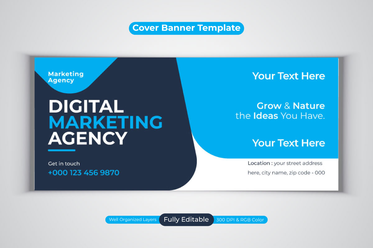 Professional Digital Marketing Agency For Facebook Cover Vector Banner Design