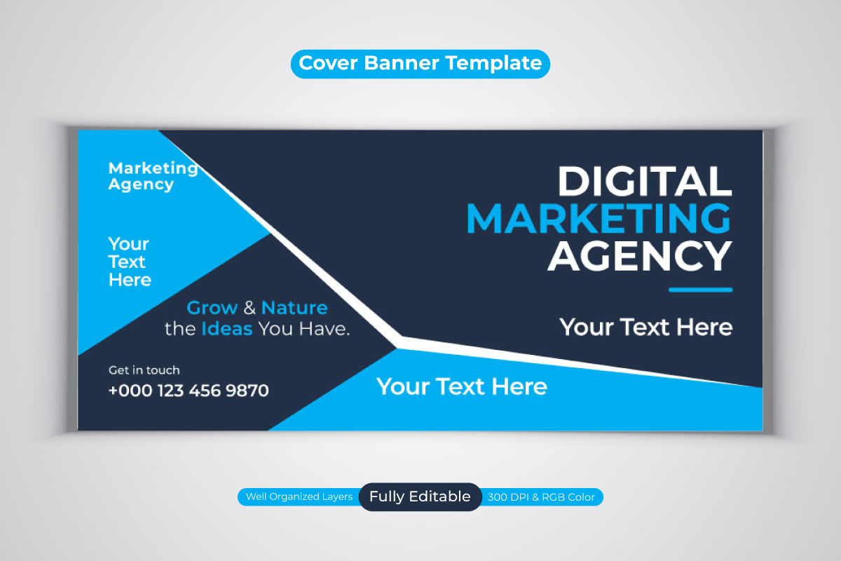 New Professional Digital Marketing Agency Template Design For Facebook Cover Banner