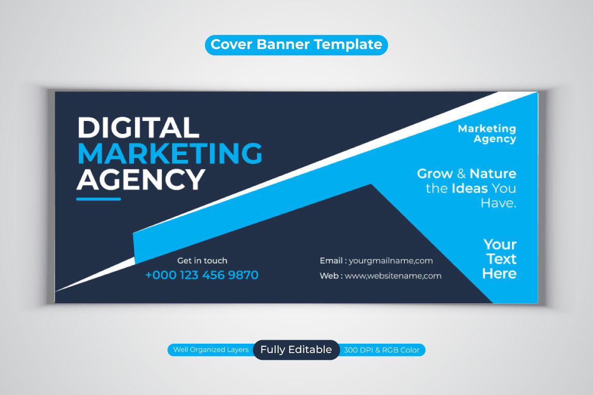 New Professional Digital Marketing Agency Template Design For Facebook Cover Vector Banner Design