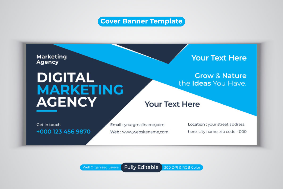 Professional Digital Marketing Agency Facebook Cover Banner Vector Design
