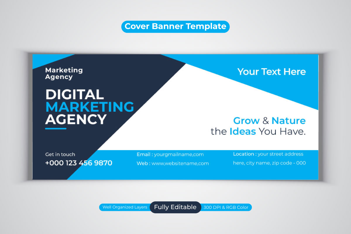 Professional Digital Marketing Agency Facebook Cover Banner Vector template
