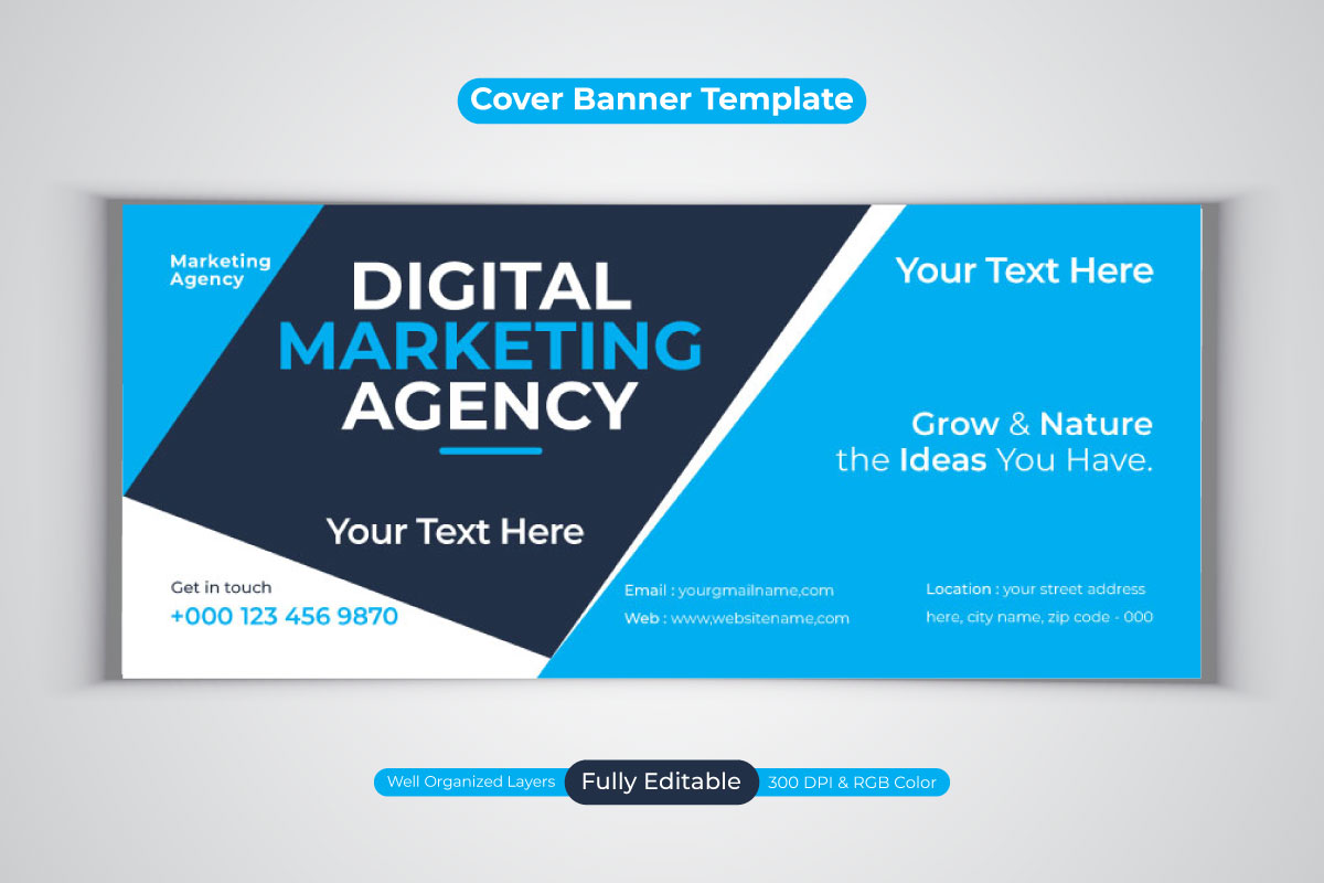 Professional Digital Marketing Agency Facebook Cover Vector Banner