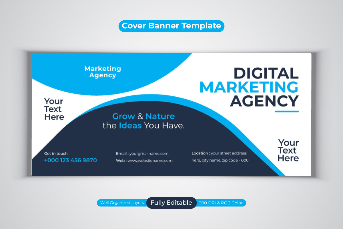 New Professional Digital Marketing Agency Facebook Cover Vector Banner Design