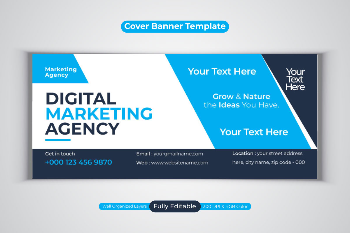 New Professional Digital Marketing Agency Facebook Cover Banner Design Template