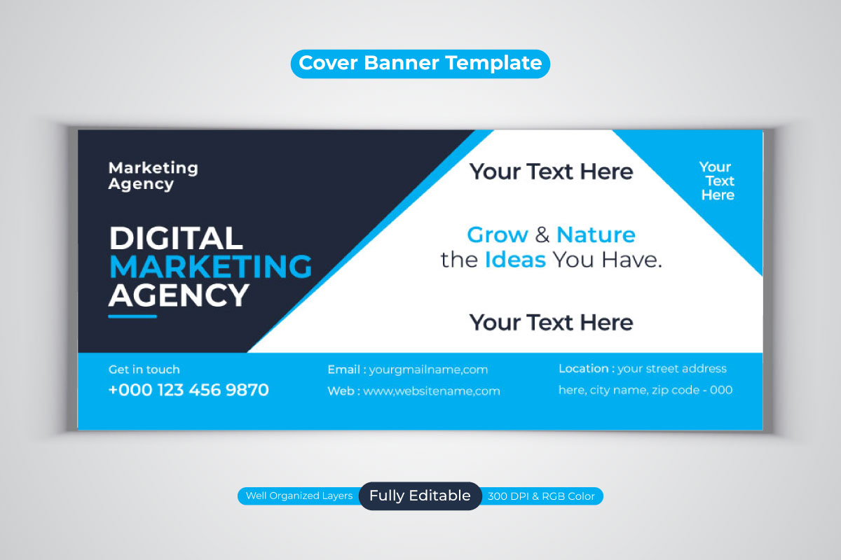 Professional Digital Marketing Agency Facebook Cover Banner Design Vector Template
