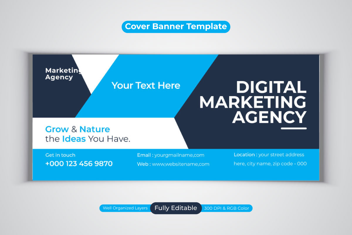 New Professional Digital Marketing Agency Facebook Cover Banner Template
