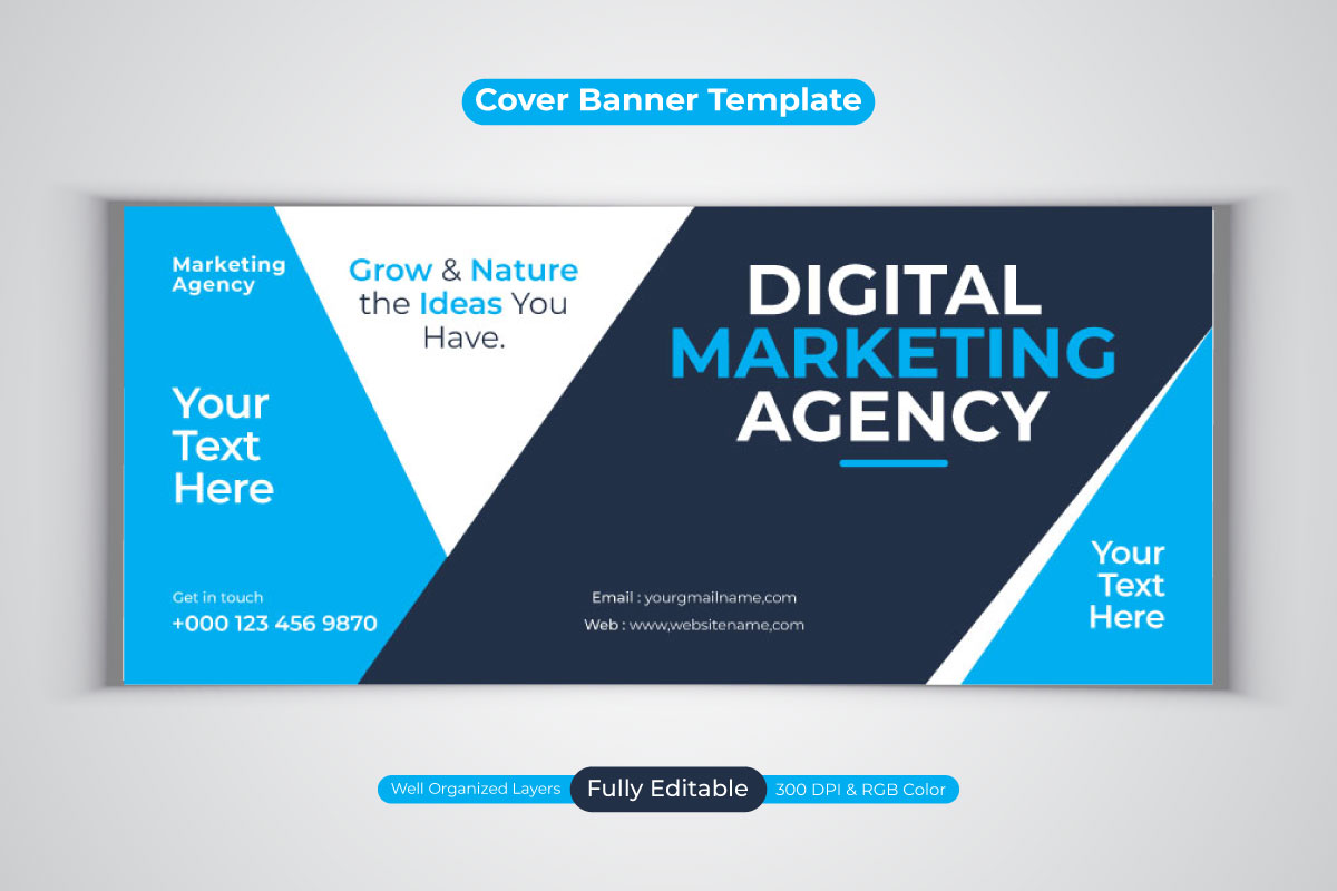 New Professional Digital Marketing Agency Facebook Cover Banner Template Design