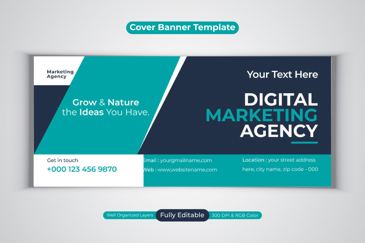 Professional Corporate Digital Marketing Agency Facebook Cover Banner Template Design