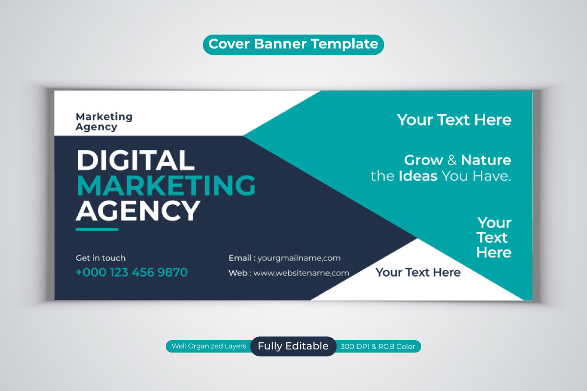 Professional Corporate Digital Marketing Agency Facebook Cover Vector Banner