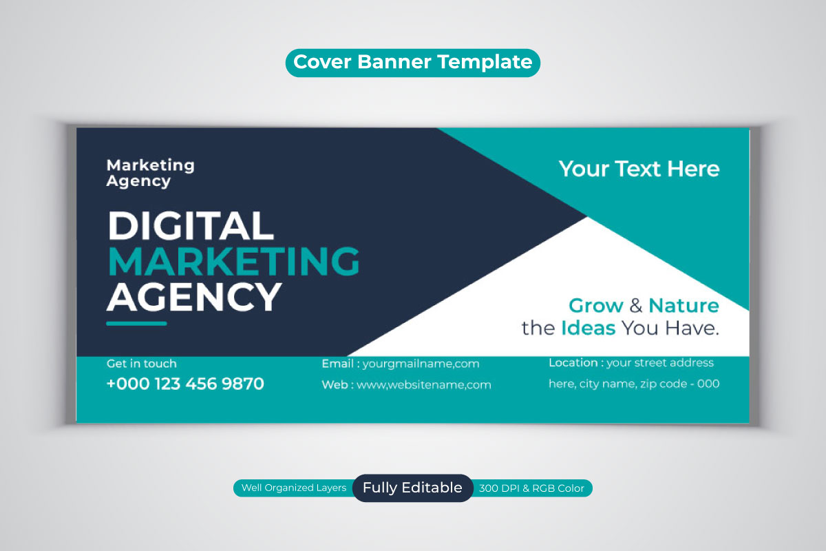 Professional Corporate Digital Marketing Agency Facebook Cover Vector Banner Design