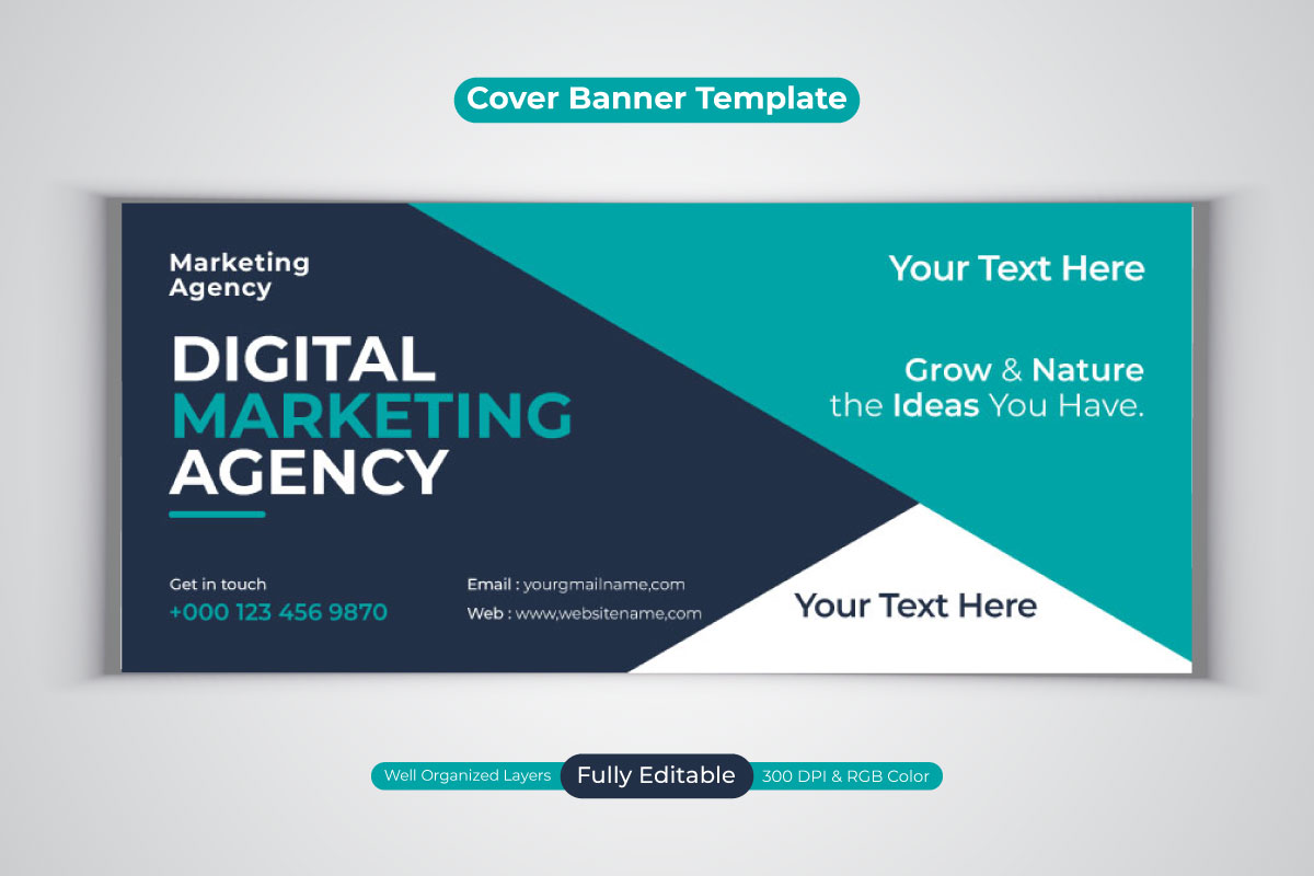Professional Corporate Digital Marketing Agency Facebook Cover Vector Banner Template