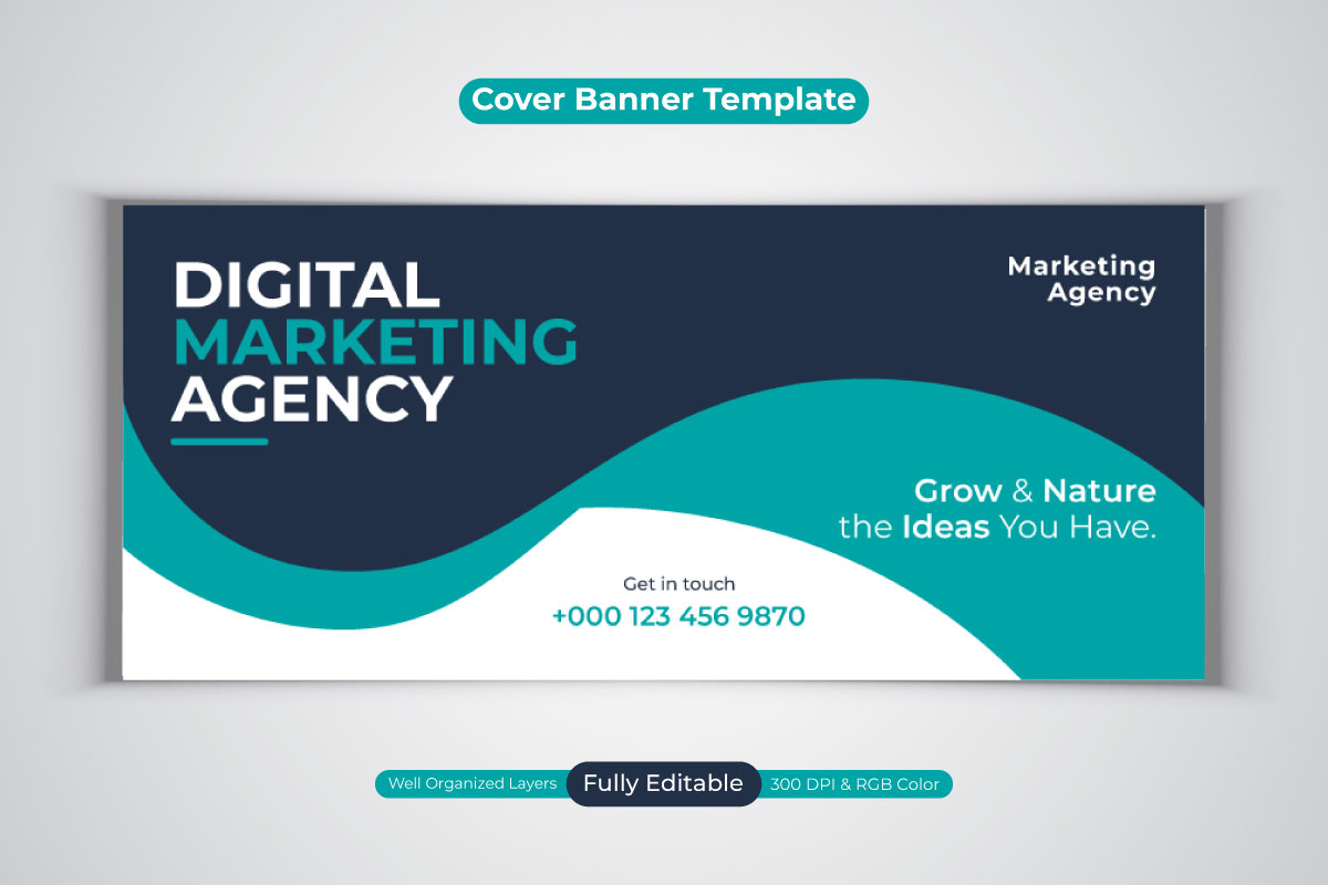 Digital Marketing Agency Social Media Vector Banner Template For Facebook Cover Design