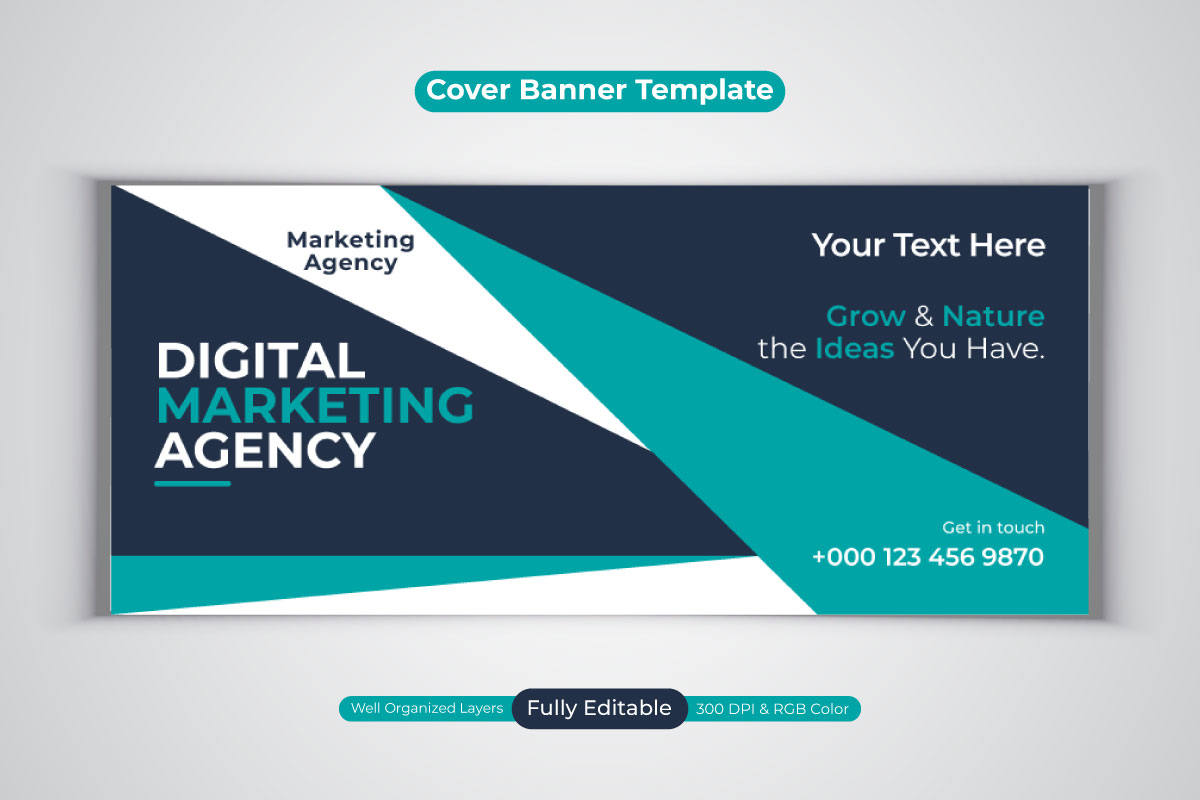 New Digital Marketing Agency Social Media Banner For Facebook Cover Template