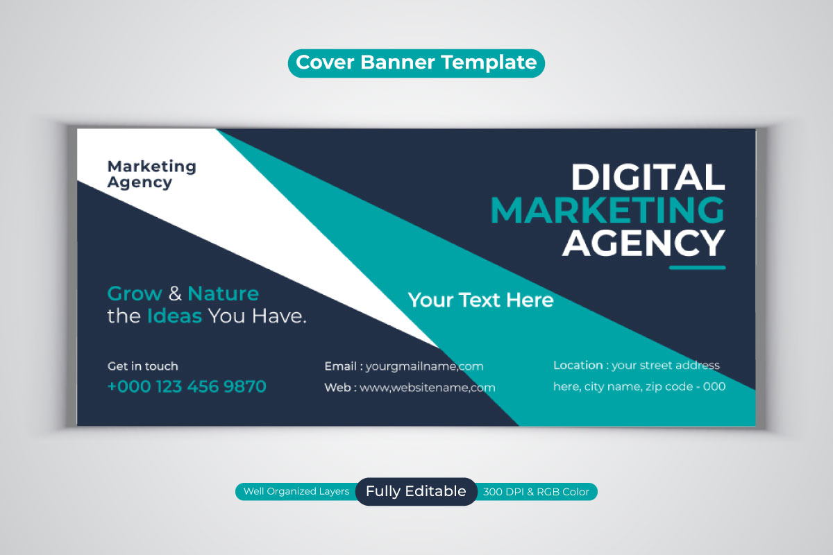 New Digital Marketing Agency Social Media Banner For Facebook Cover Template Design