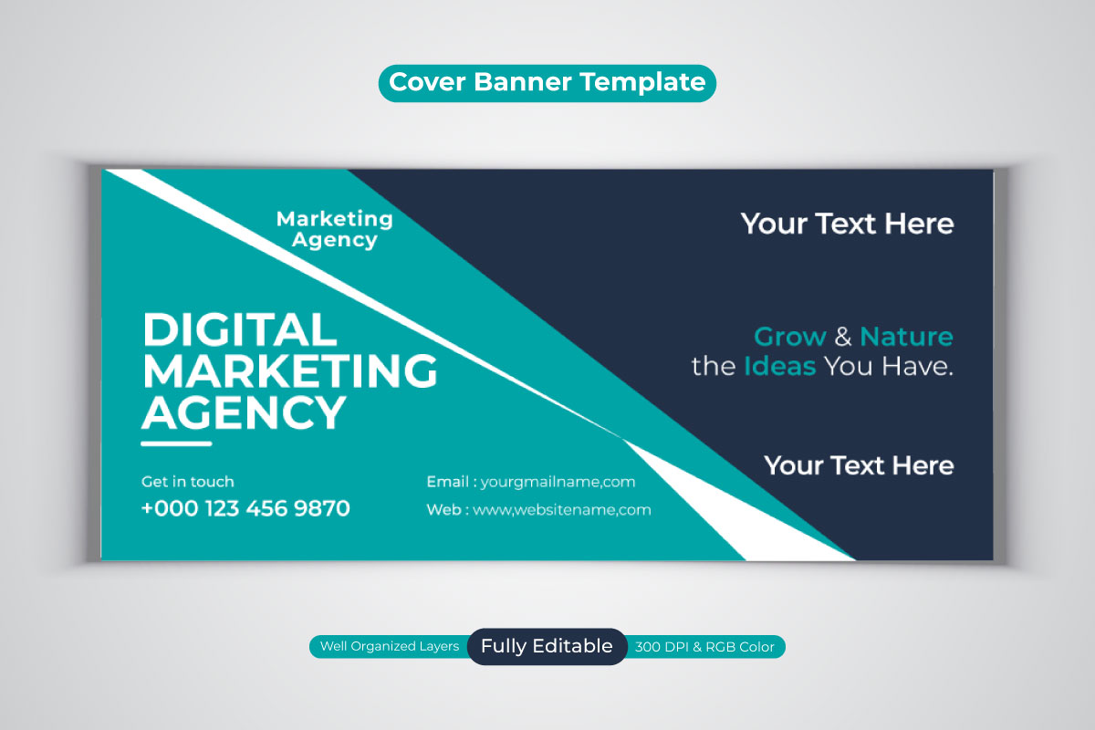 New Digital Marketing Agency Social Media Banner For Facebook Cover Vector Design