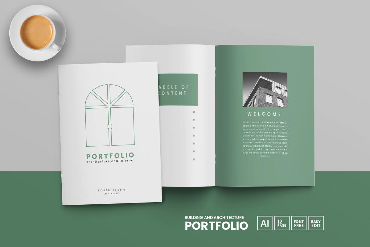 Building architecture and interior portfolio template design and brochure Layout