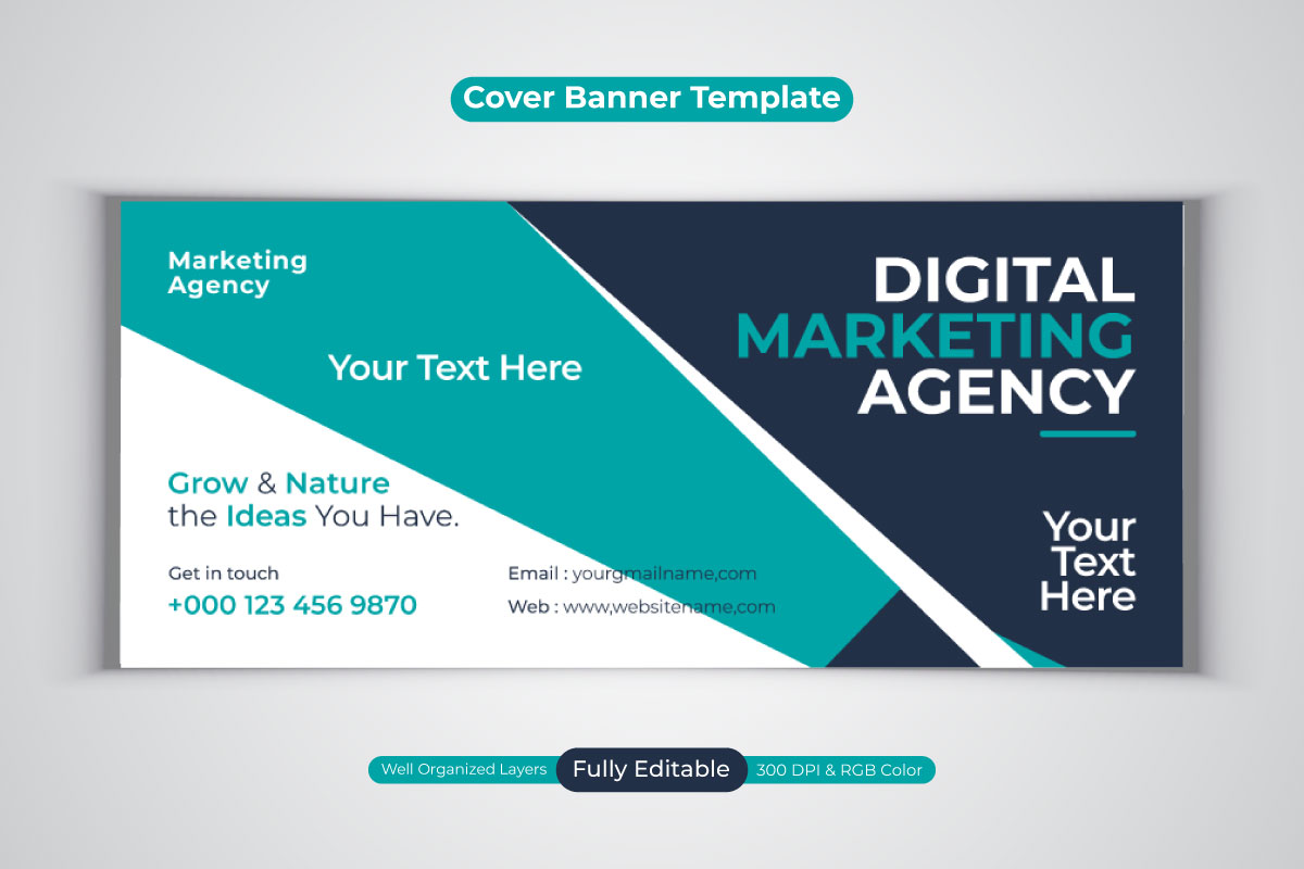 New Digital Marketing Agency Social Media Vector Banner For Facebook Cover Template