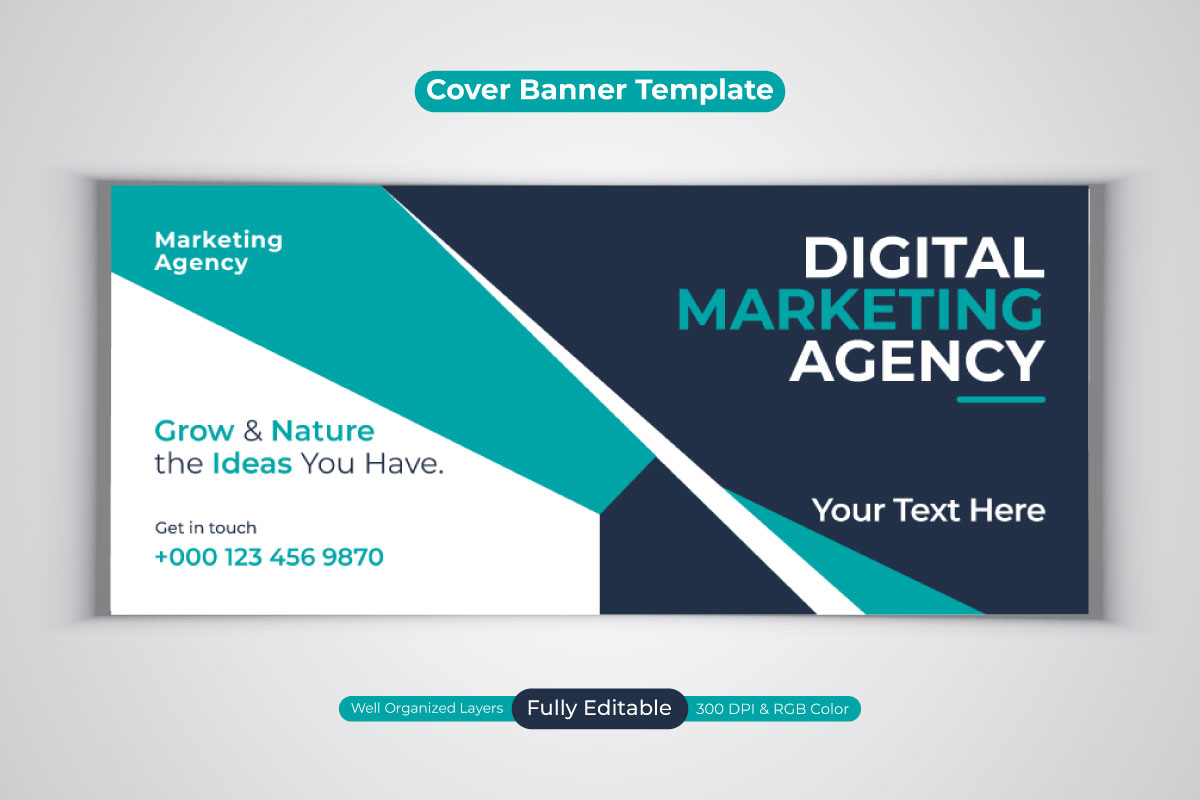 New Digital Marketing Agency Social Media Vector Banner For Facebook Cover Design Template