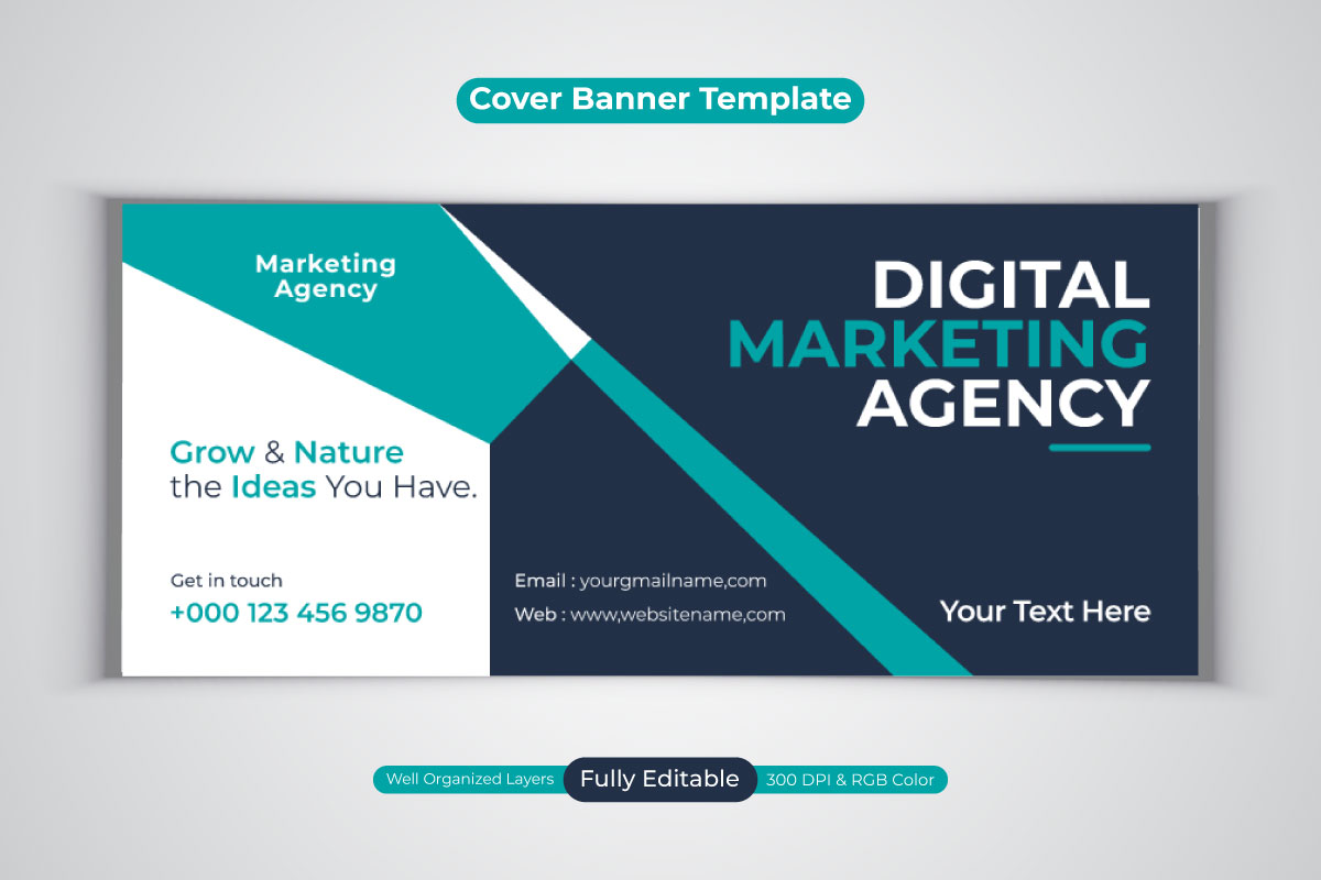 New Digital Marketing Agency Social Media Vector Banner Design For Facebook Cover