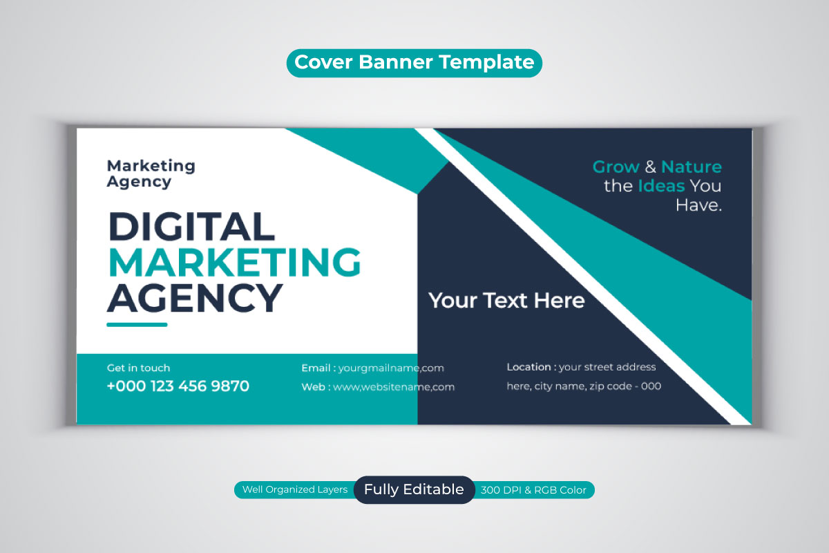 New Digital Marketing Agency Social Media Vector Banner For Facebook Cover Template Design