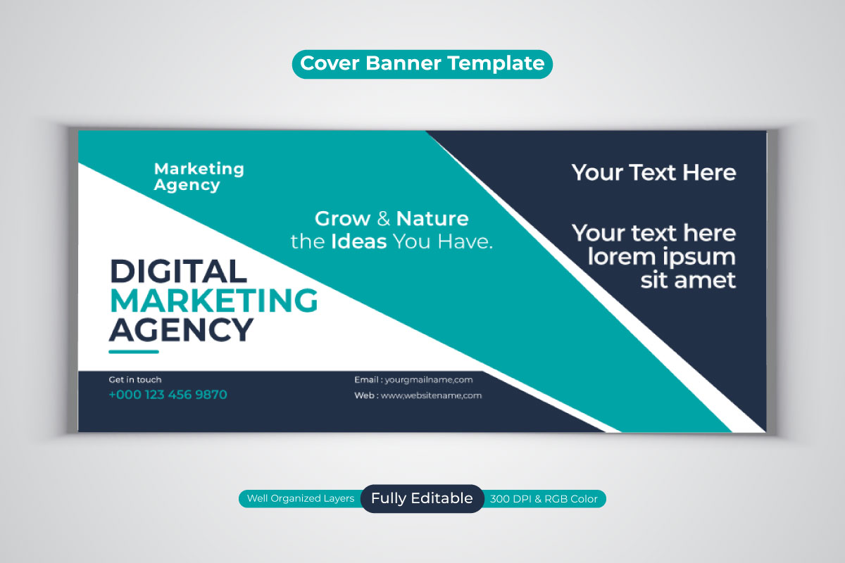 New Digital Marketing Agency Social Media Vector Template Design Banner For Facebook Cover